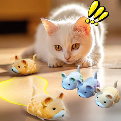 Cat Mouse Interactive Plush Toys Smart Running Mouse Moving Electric Kitten Toys Auto Rechargeable Pet Cat Moving Mice Toy